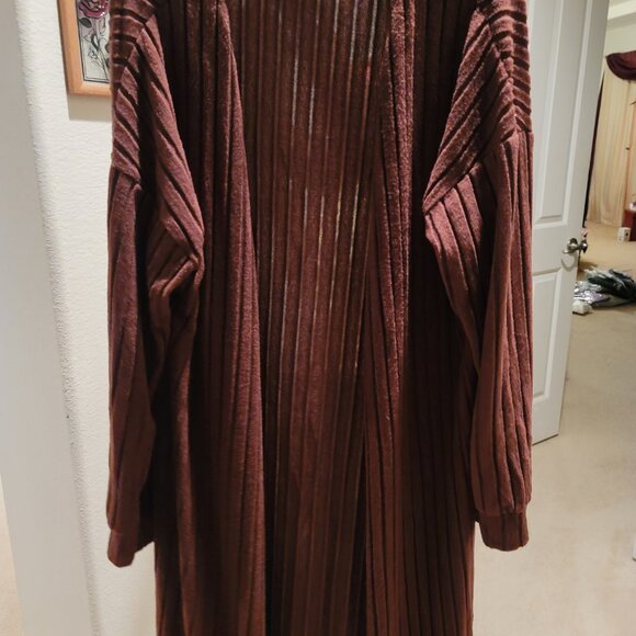 2 Piece Brown Cardigan Dress Set - Picture 2 of 4